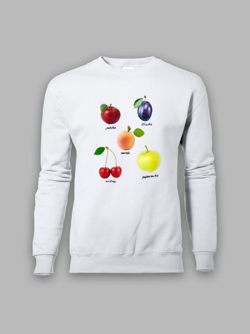 Biała bluza - owoce polskie