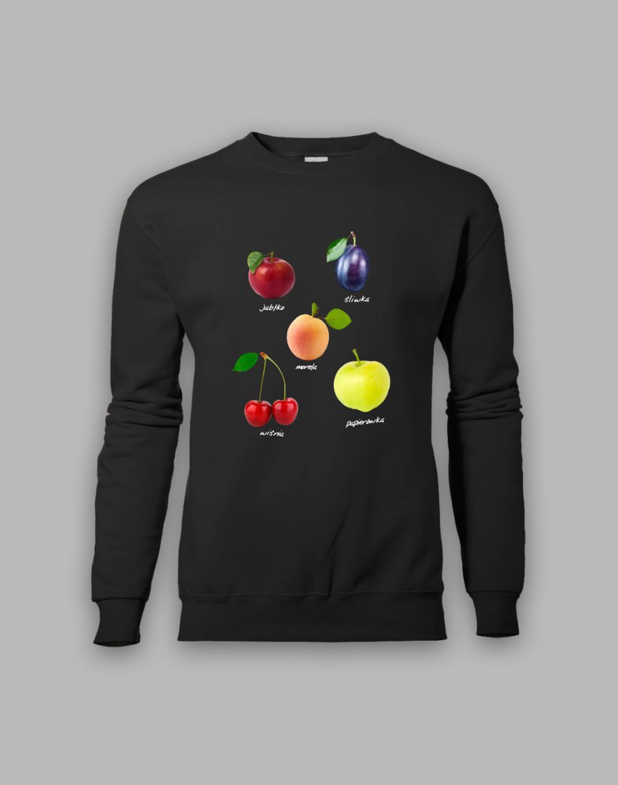 Czarna bluza - owoce  polskie