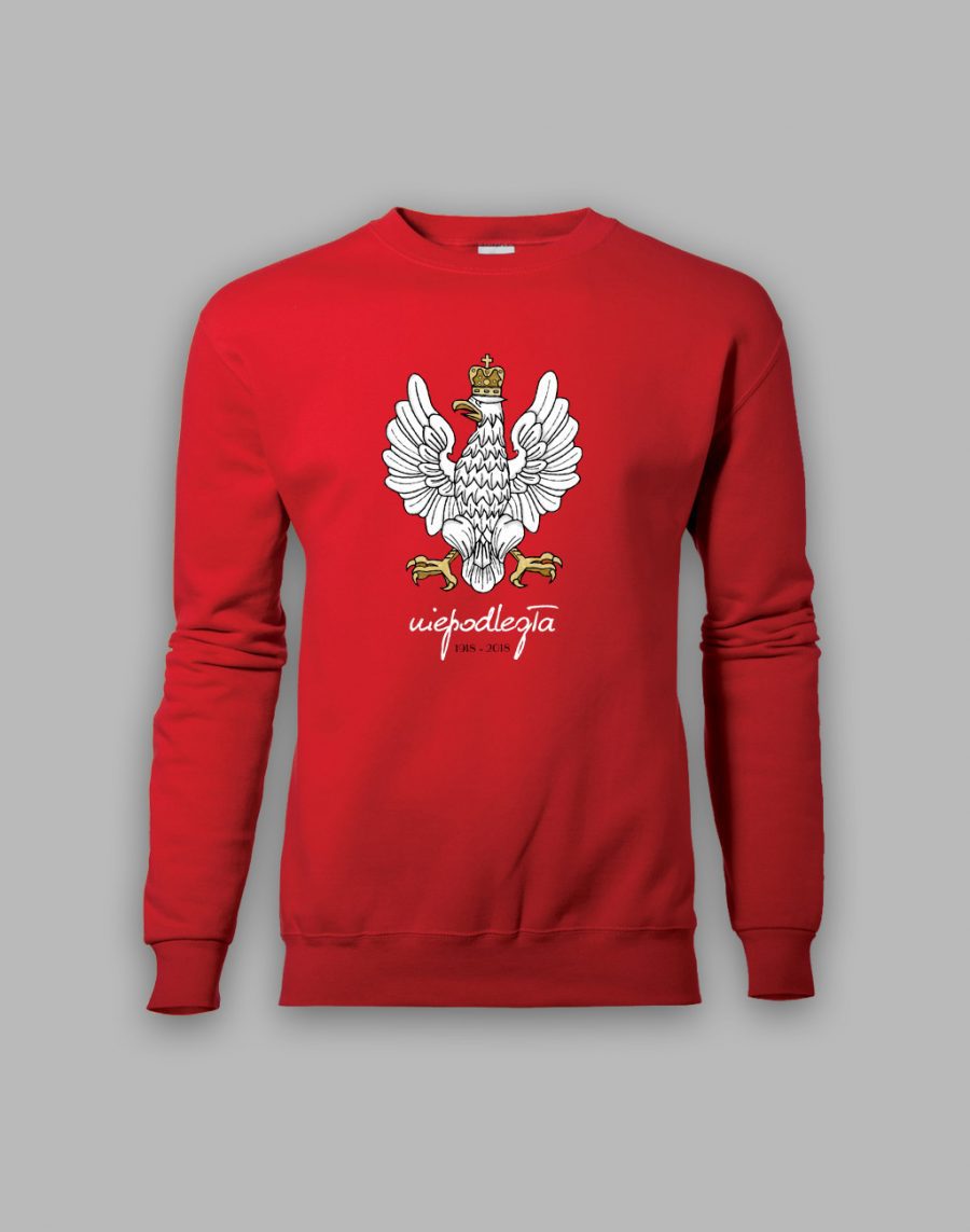 Czerwona bluza - stylizowane godło polski 1918-2018