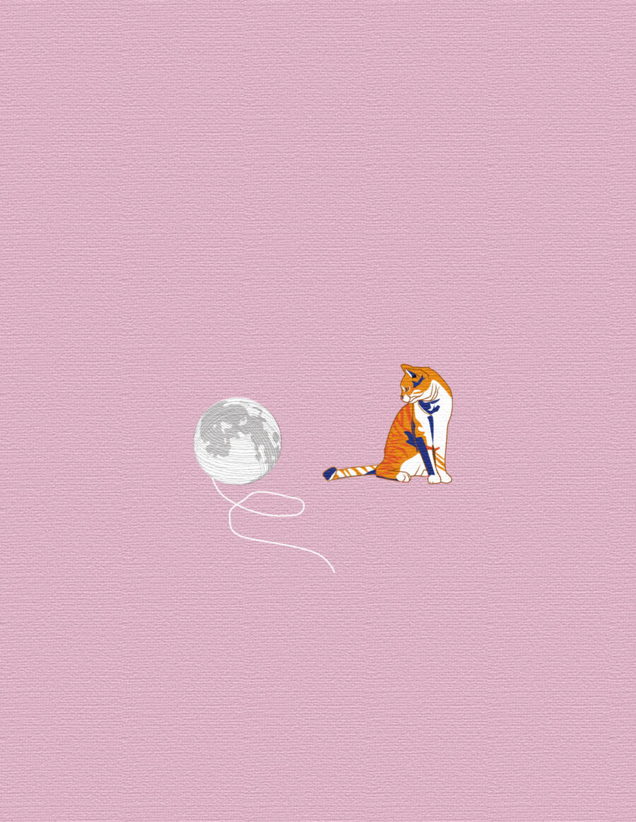Damska bluza z kapturem – kot z księżycem