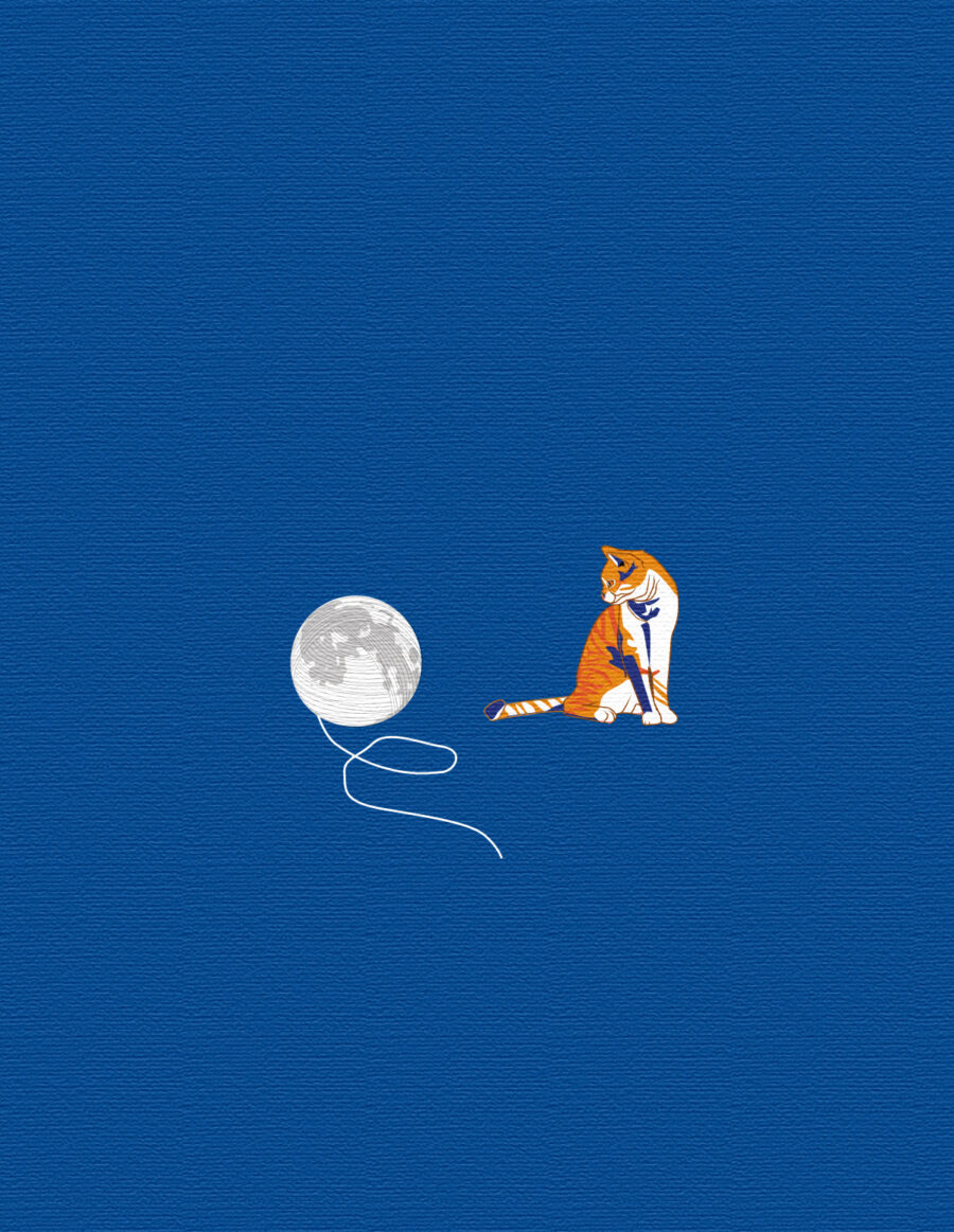 Damska bluza z kapturem – kot z księżycem