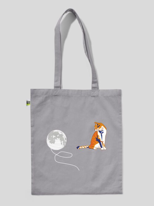 Torba bawełniana na zakupy kot z księżycem